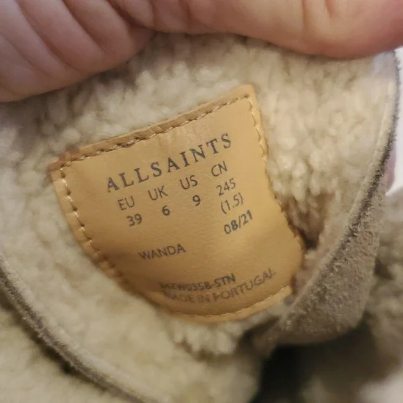 Allsaints Wanda Suede & Shearling Hiking Boot In Gray Size 9 NWT'S - Picture 12 of 12